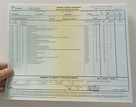 Ontario Student transcript, Ontario Secondary school transcript