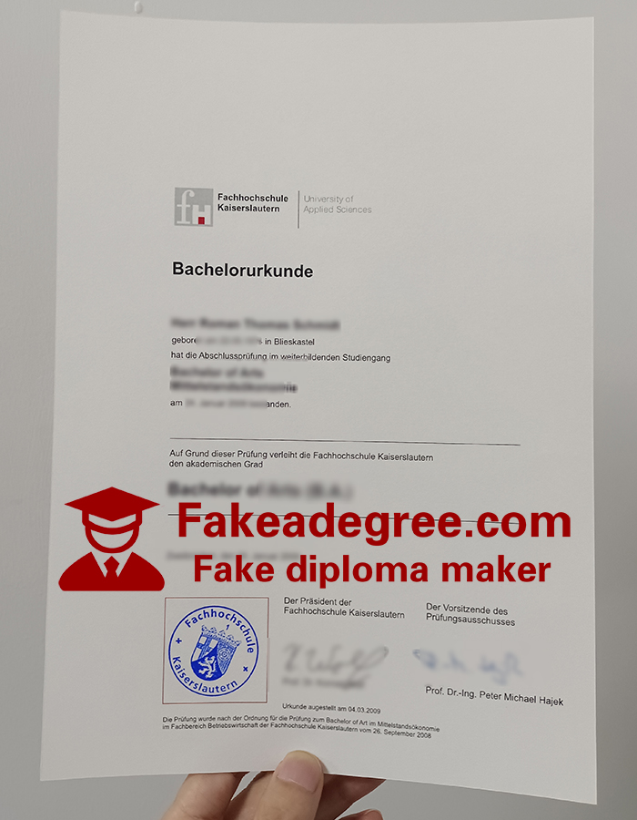 Hochschule Kaiserslautern Urkunde Fachhochschule Kaiserslautern Urkunde