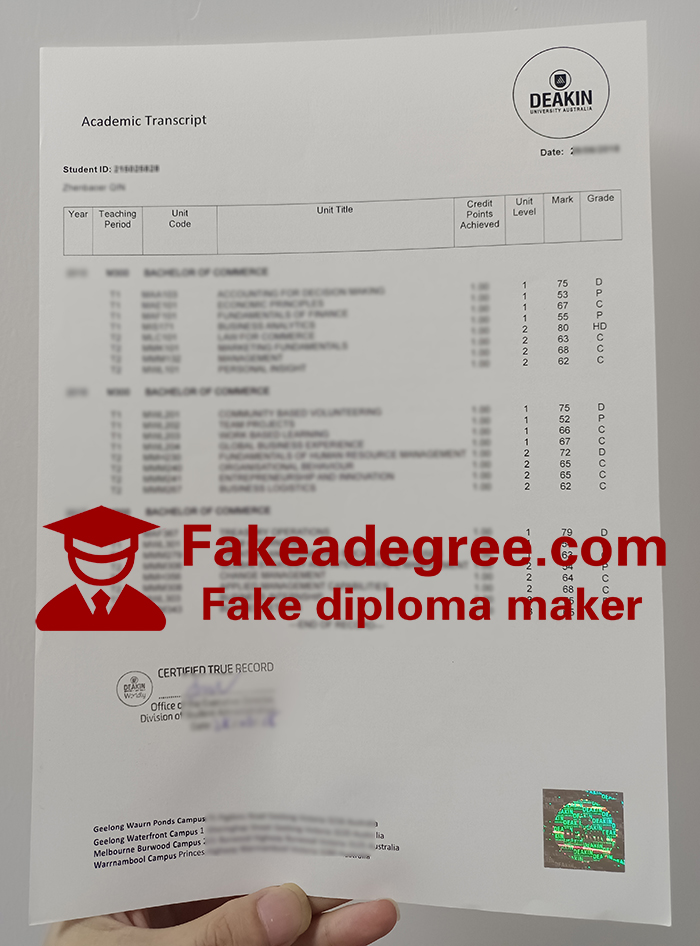 Deakin University transcript