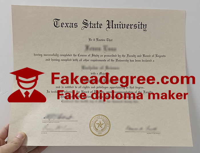 Texas State University diploma