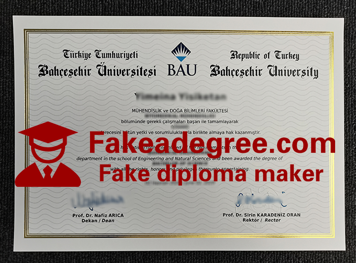 Bahçeşehir University diploma, BAU diploma Bahçeşehir University diploma