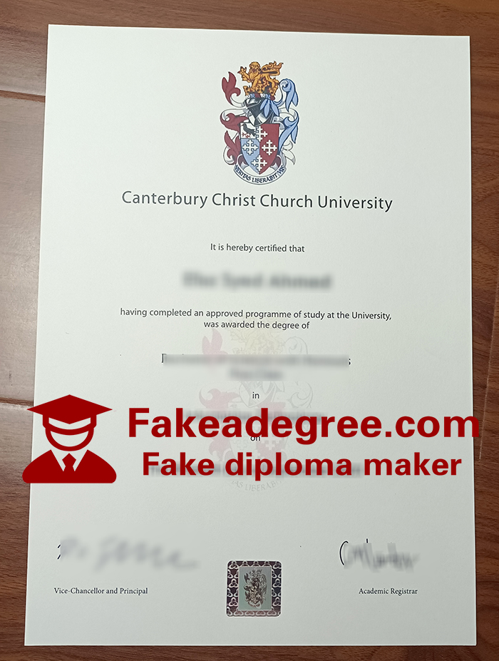 Canterbury Christ Church University diploma