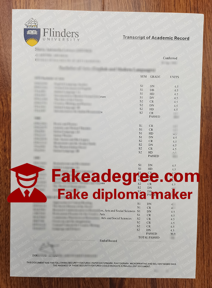 Flinders University transcript