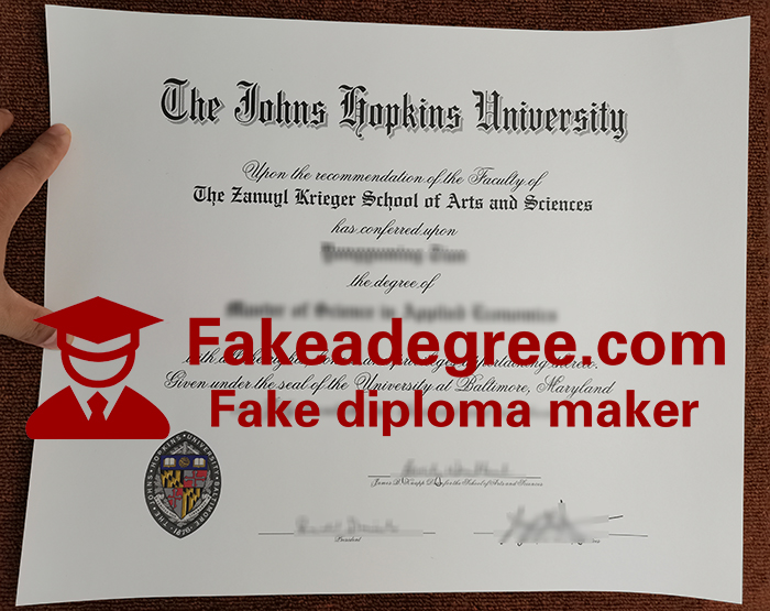 Johns Hopkins University diploma Johns Hopkins University diploma