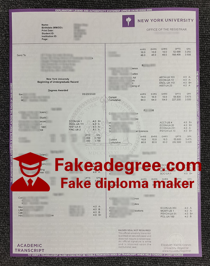 New York University transcript