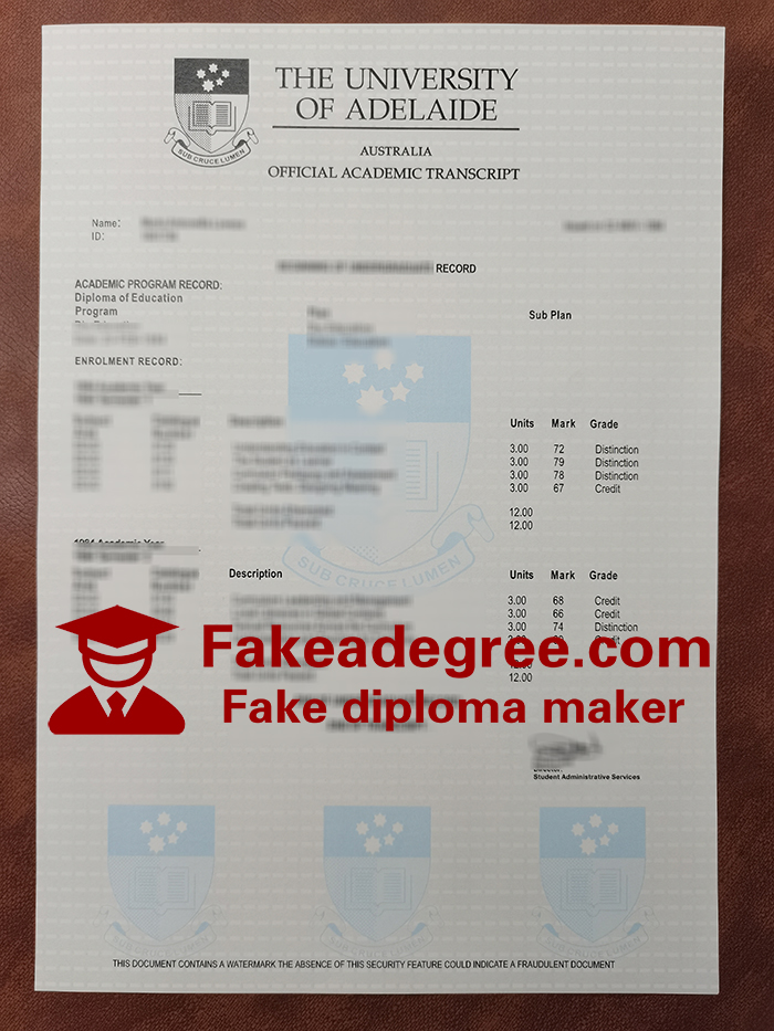 University of Adelaide transcript