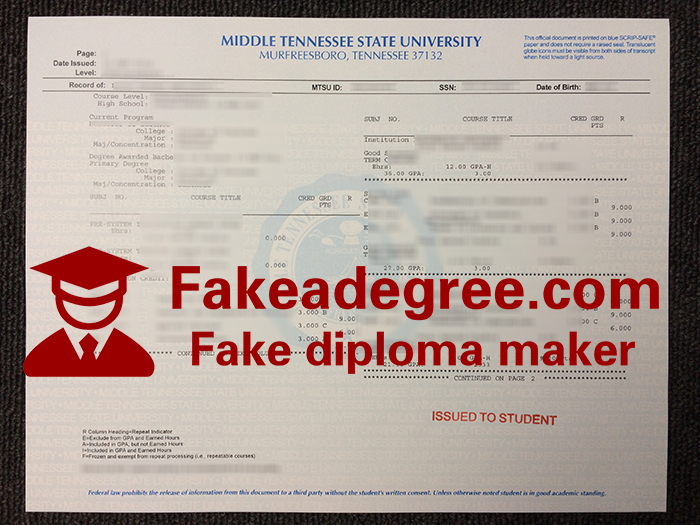 Middle Tennessee State University transcript
