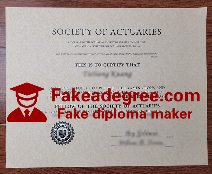 Society of Actuaries certificate Society of Actuaries certificate