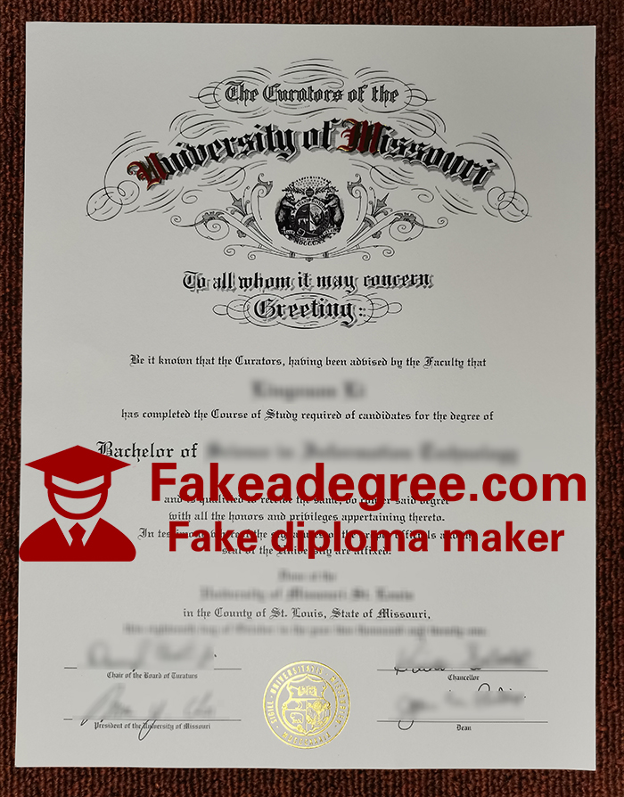 University of Missouri diploma University of Missouri diploma