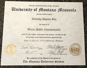 University of Montana diploma