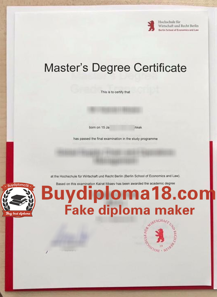 HWR Berlin degree certificate HWR Berlin degree