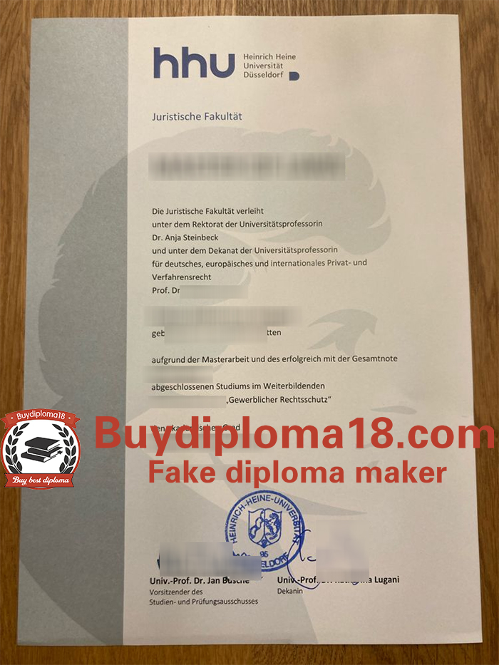 Heinrich-Heine-Universität Düsseldorf degree, HHU Urkunde