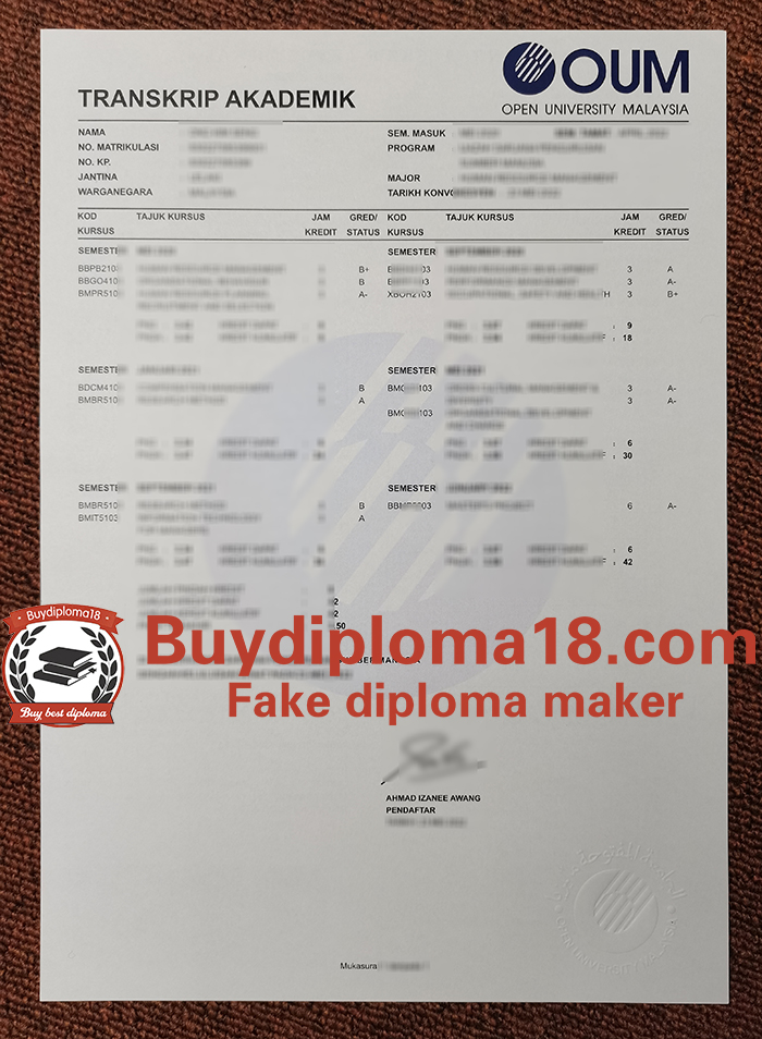Open University Malaysia transcript, OUM transcript OUM transcript