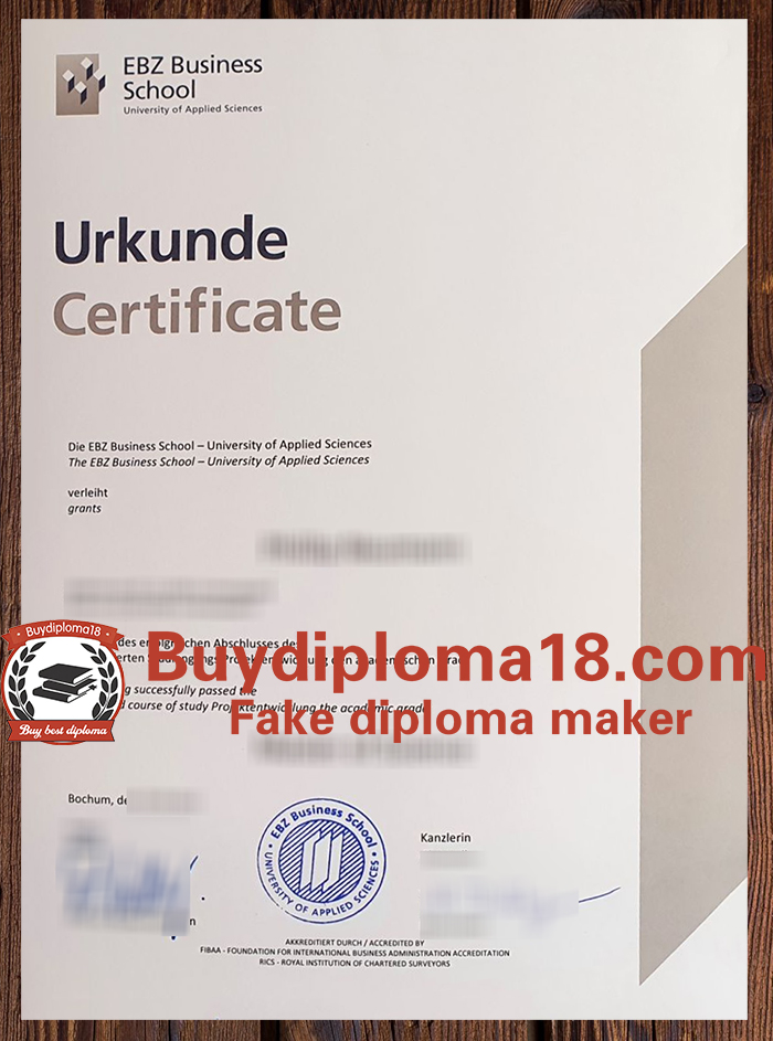 EBZ Business School Urkunde EBZ Business School Urkunde