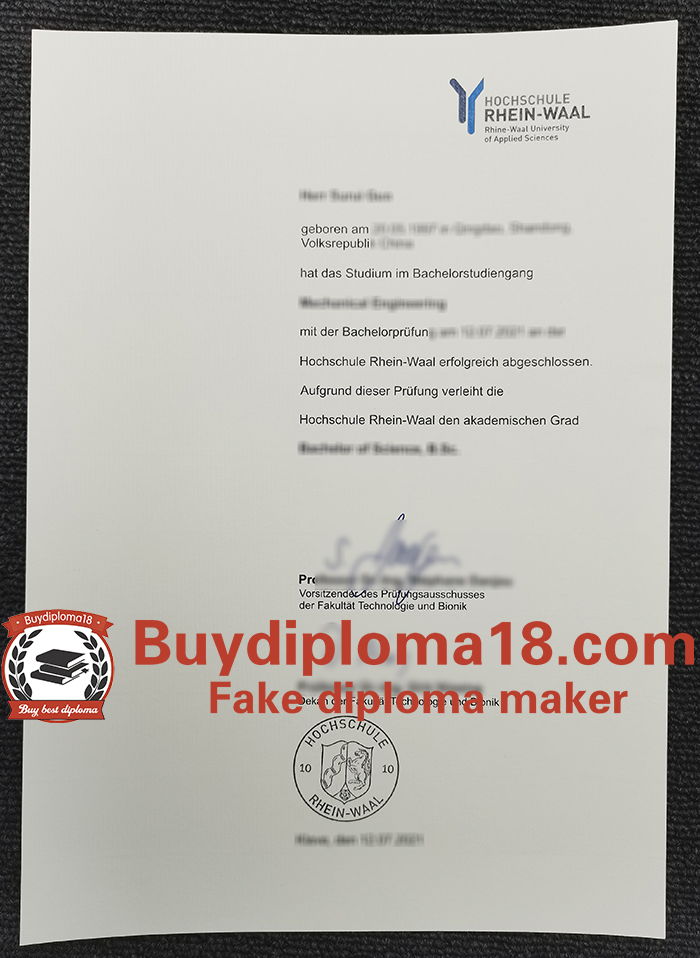 Hochschule Rhein-Waal degree Hochschule Rhein-Waal degree