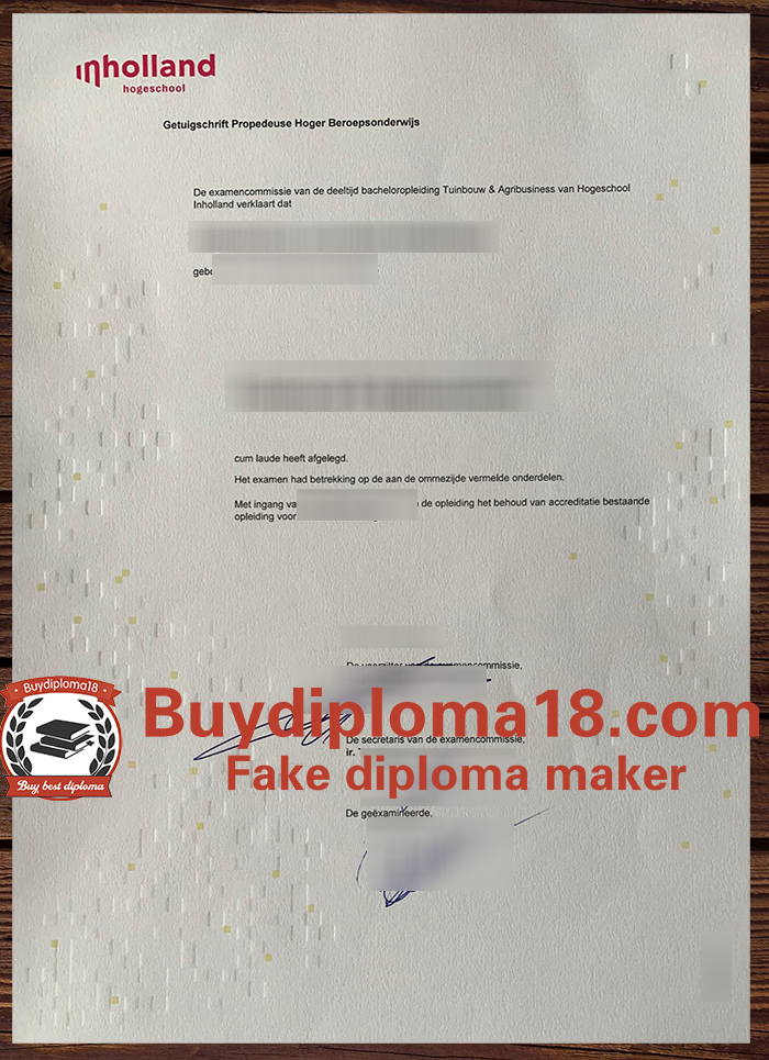 Hogeschool INHolland diploma Hogeschool INHolland diploma