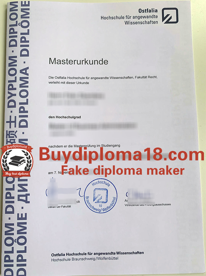 Ostfalia Hochschule für angewandte Wissenschaften urkunde