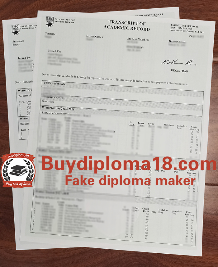 University of British Columbia transcript