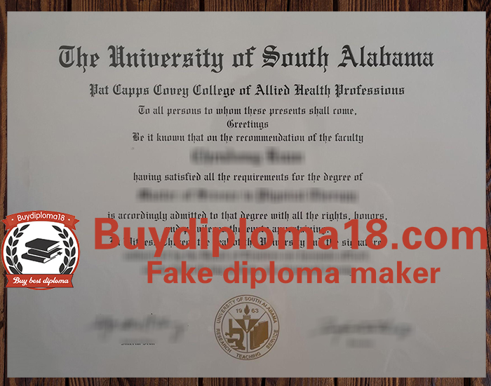 University of South Alabama diploma University of South Alabama diploma