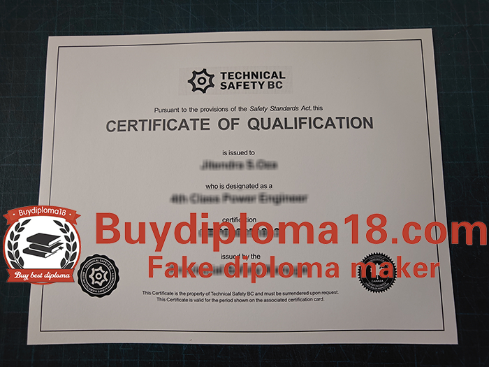 Technical Safety BC certificate