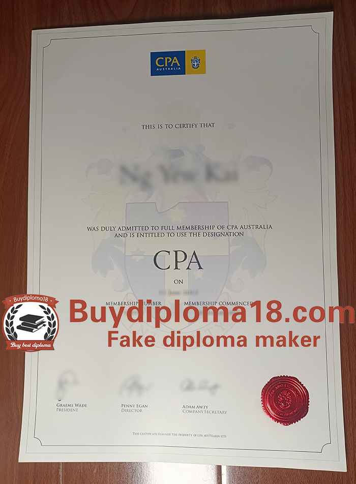 CPA Australia certificate