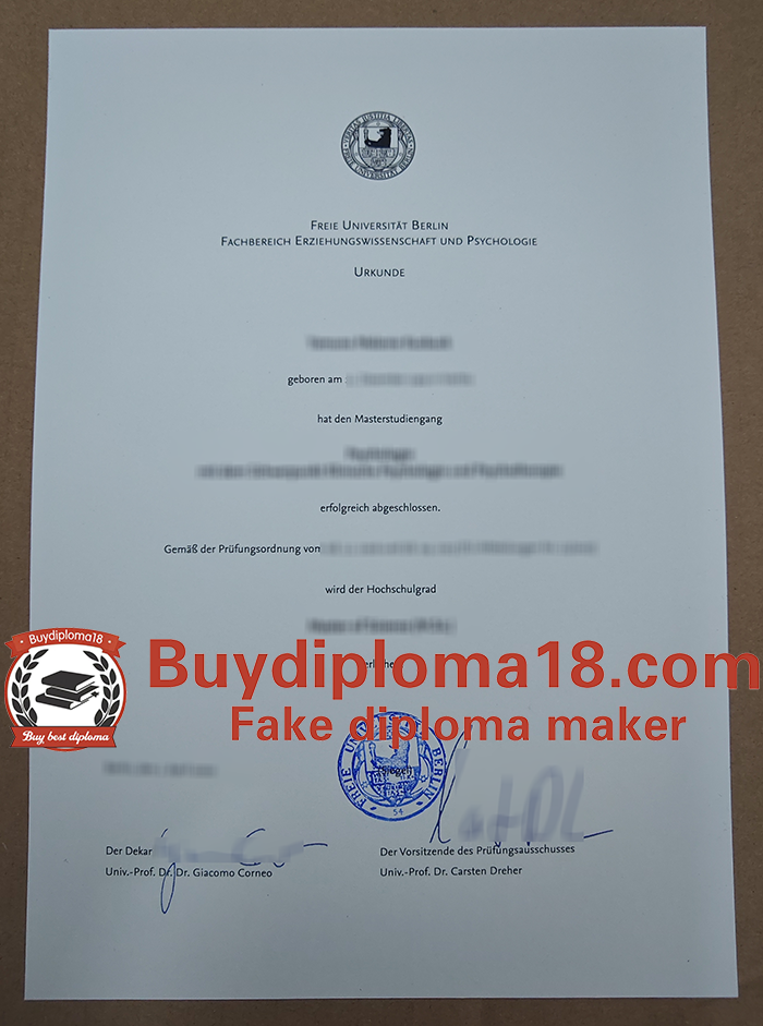 Freie Universität Berlin Urkunde
