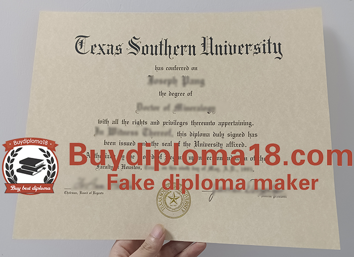 Texas Southern University diploma